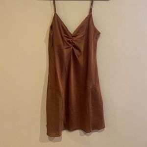 Stradivarius Brown Satin Dress